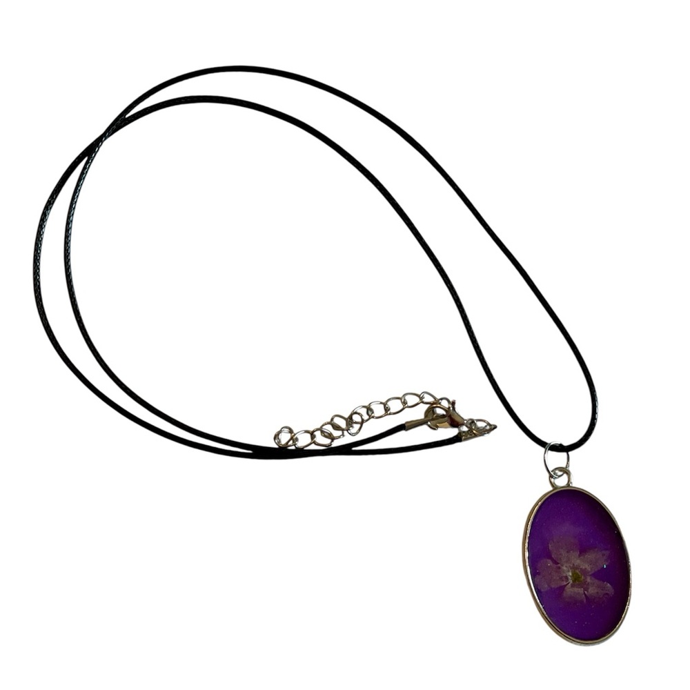 Hand Crafted Resin Purple Pendant Necklace